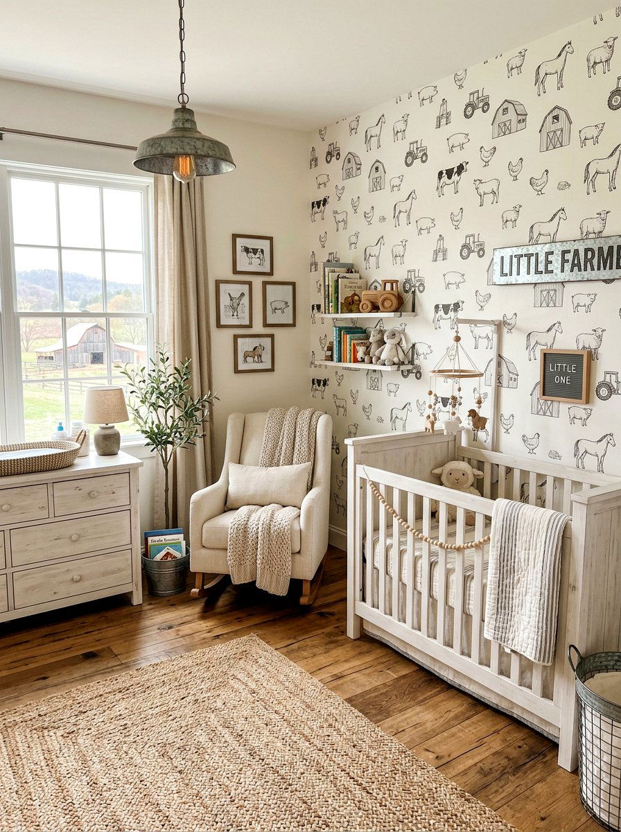 Farmhouse nursery wallpaper - 30 nursery wallpaper ideas