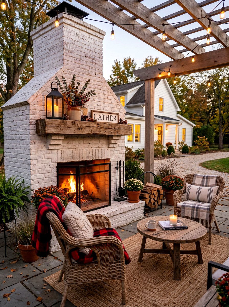 Farmhouse outdoor fireplace - 30 outdoor fireplace ideas
