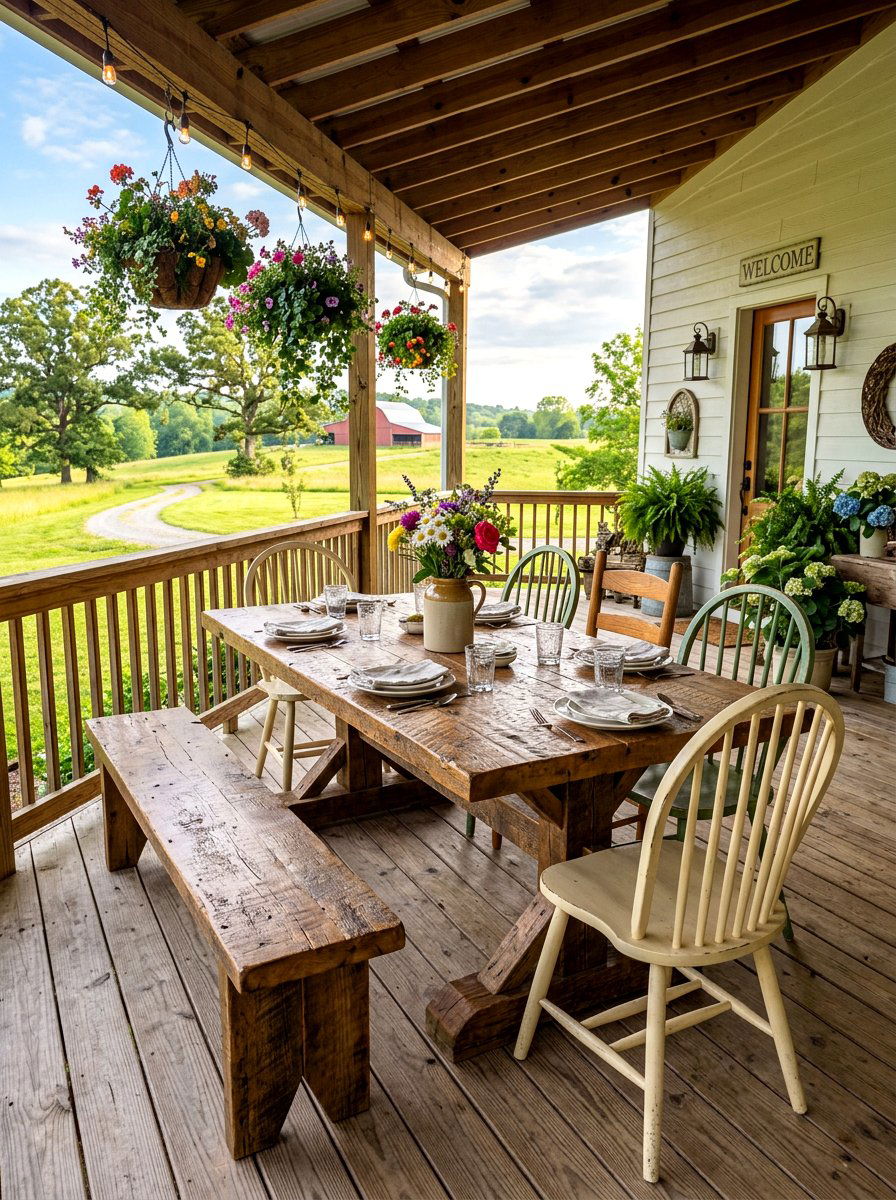 Farmhouse outdoor table - 30 outdoor dining furniture ideas