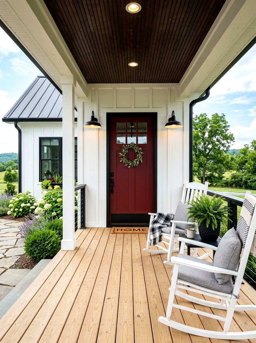 Farmhouse oxblood front door - 30 oxblood front door ideas