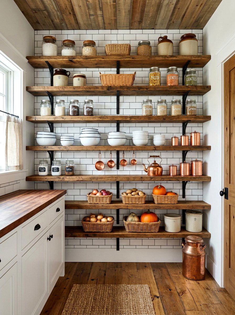 Farmhouse pantry shelving - 30 back kitchen pantry ideas
