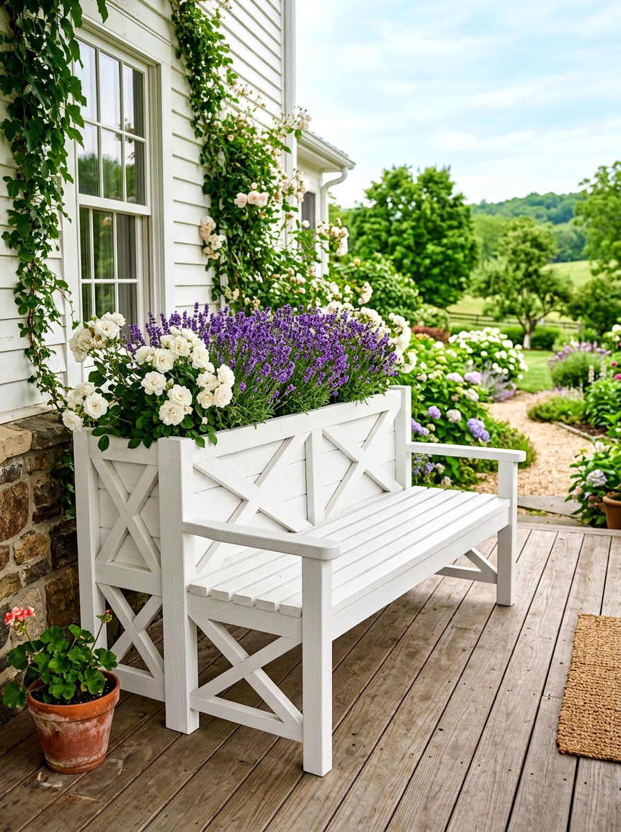 30 patio bench with planter ideas: Easy Greens in a Small Space