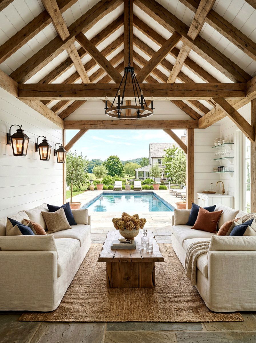 Farmhouse pool cabana - 30 pool cabana decor ideas