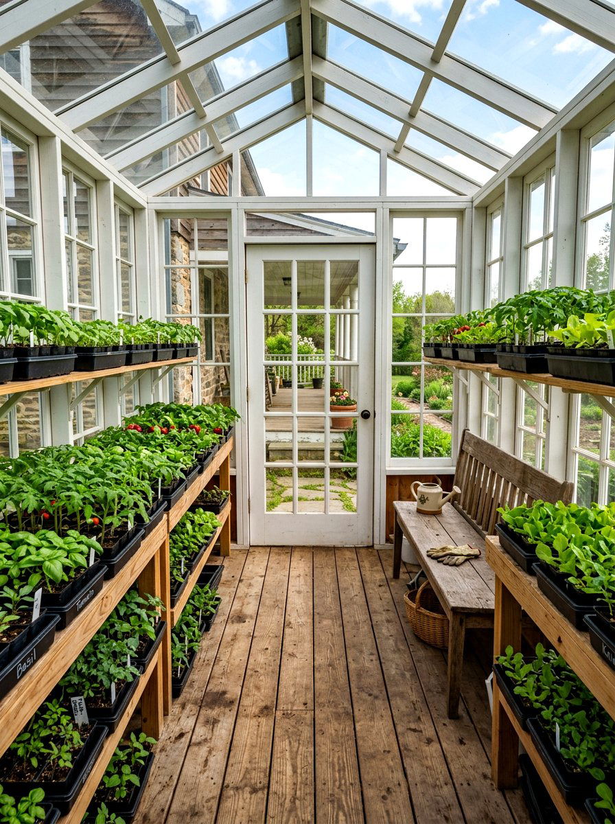 Farmhouse porch greenhouse - 30 attached greenhouse porch ideas