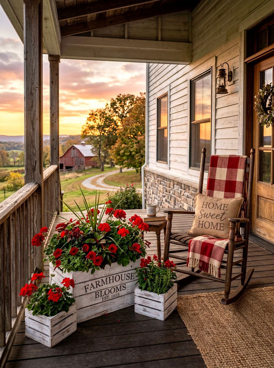 Farmhouse porch planters - 30 front yard planter ideas