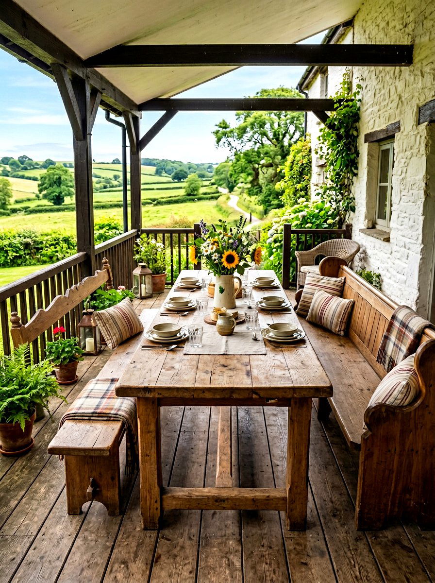 Farmhouse porch table - 30 veranda furniture ideas