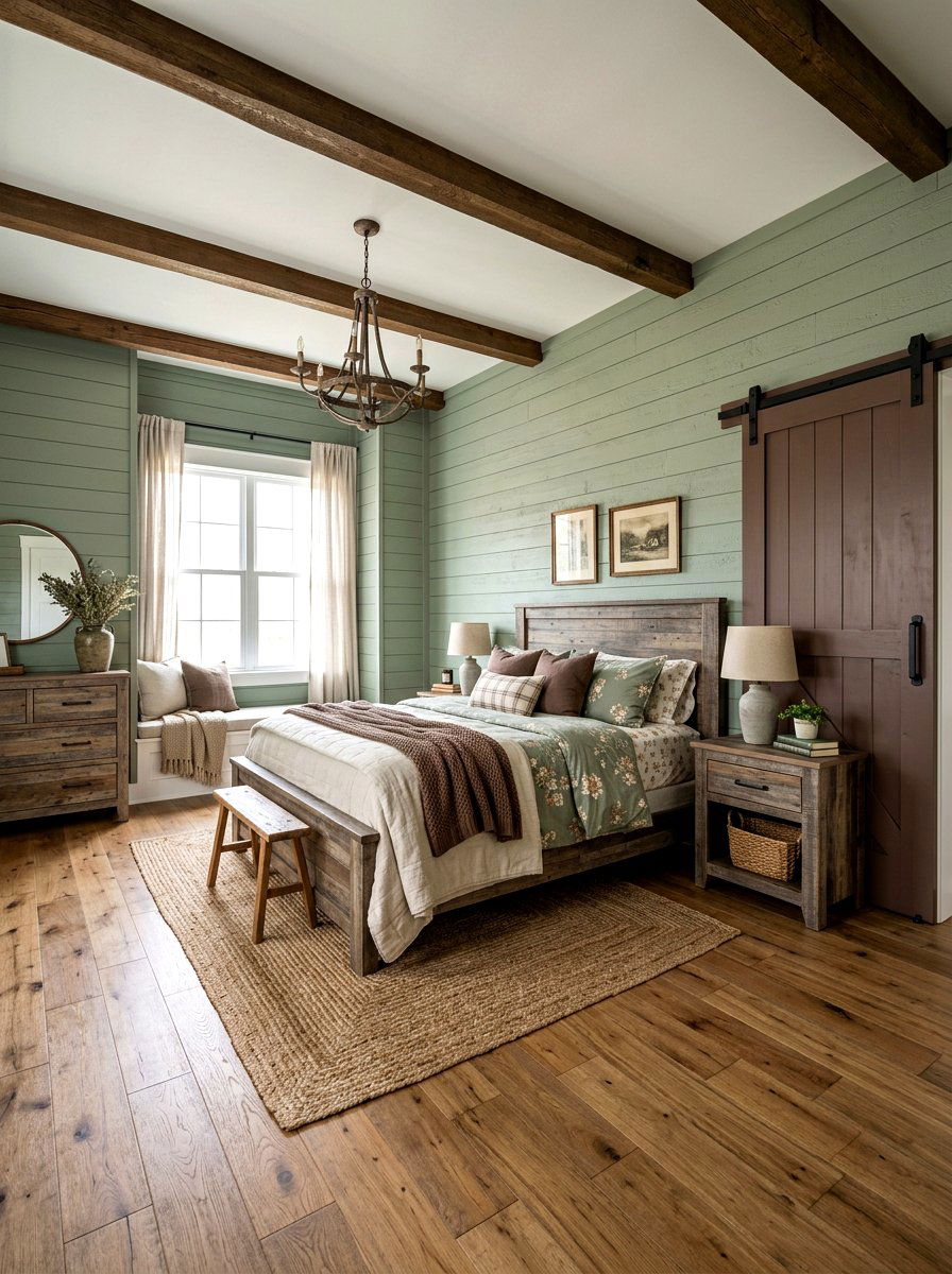 Farmhouse sage cocoa bedroom - 30 sage and cocoa bedroom ideas