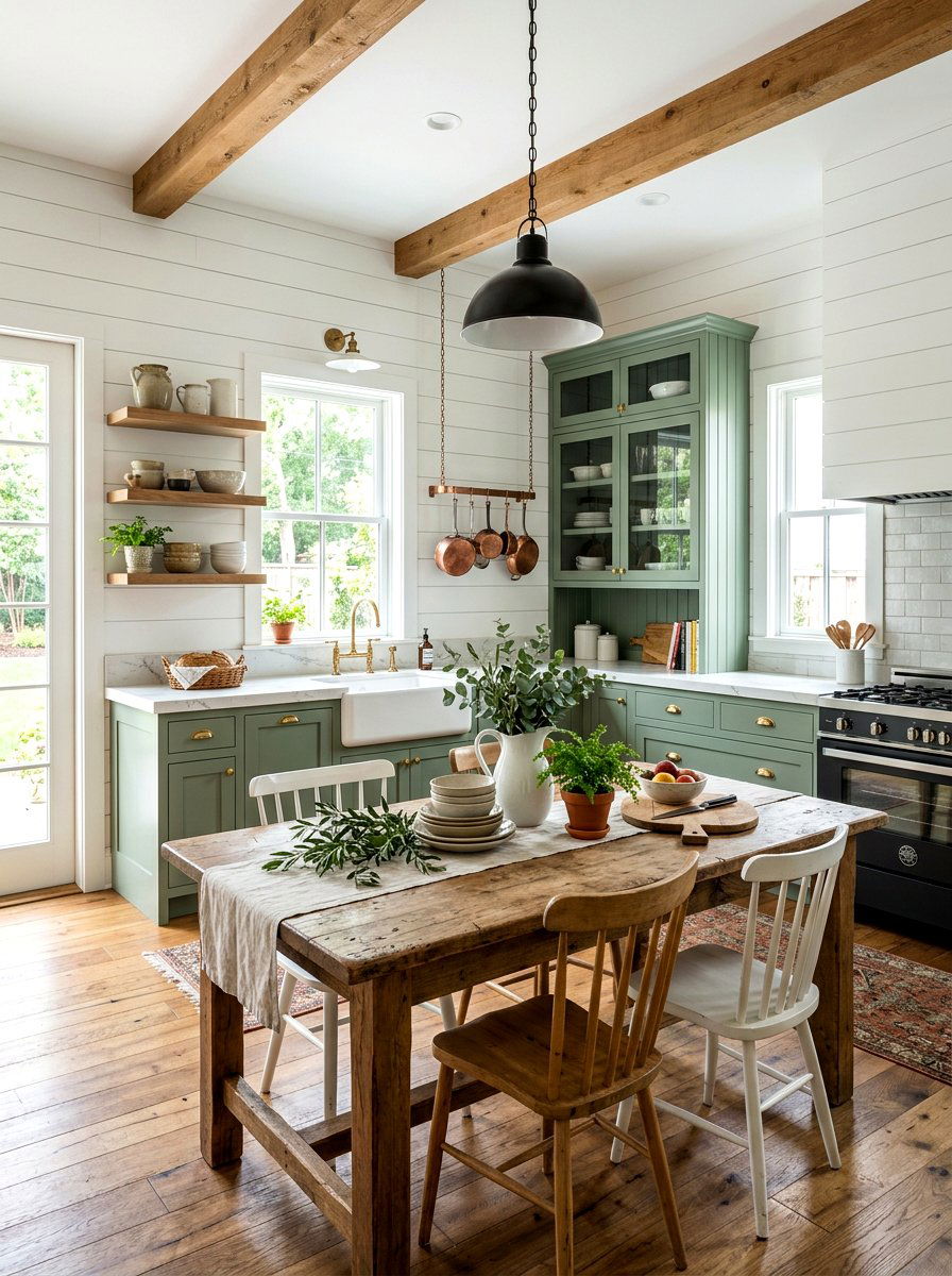 Farmhouse sage green kitchen cabinets - 30 sage kitchen cabinet ideas