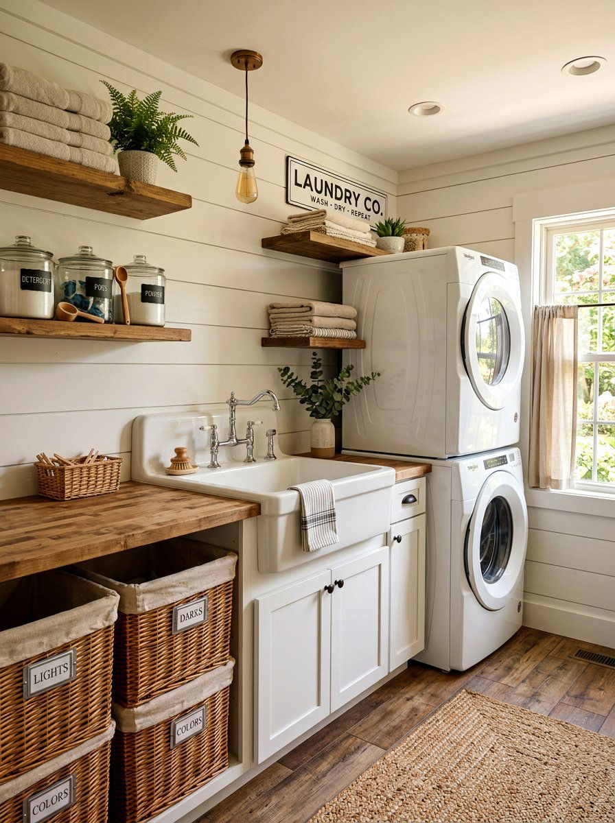 Farmhouse sink laundry room - 30 vintage laundry room ideas