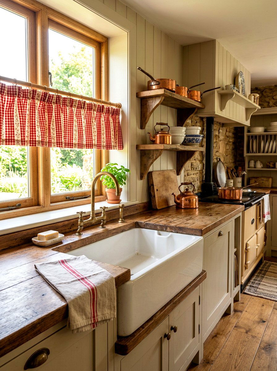 Farmhouse sink valance - 30 kitchen curtain sink ideas