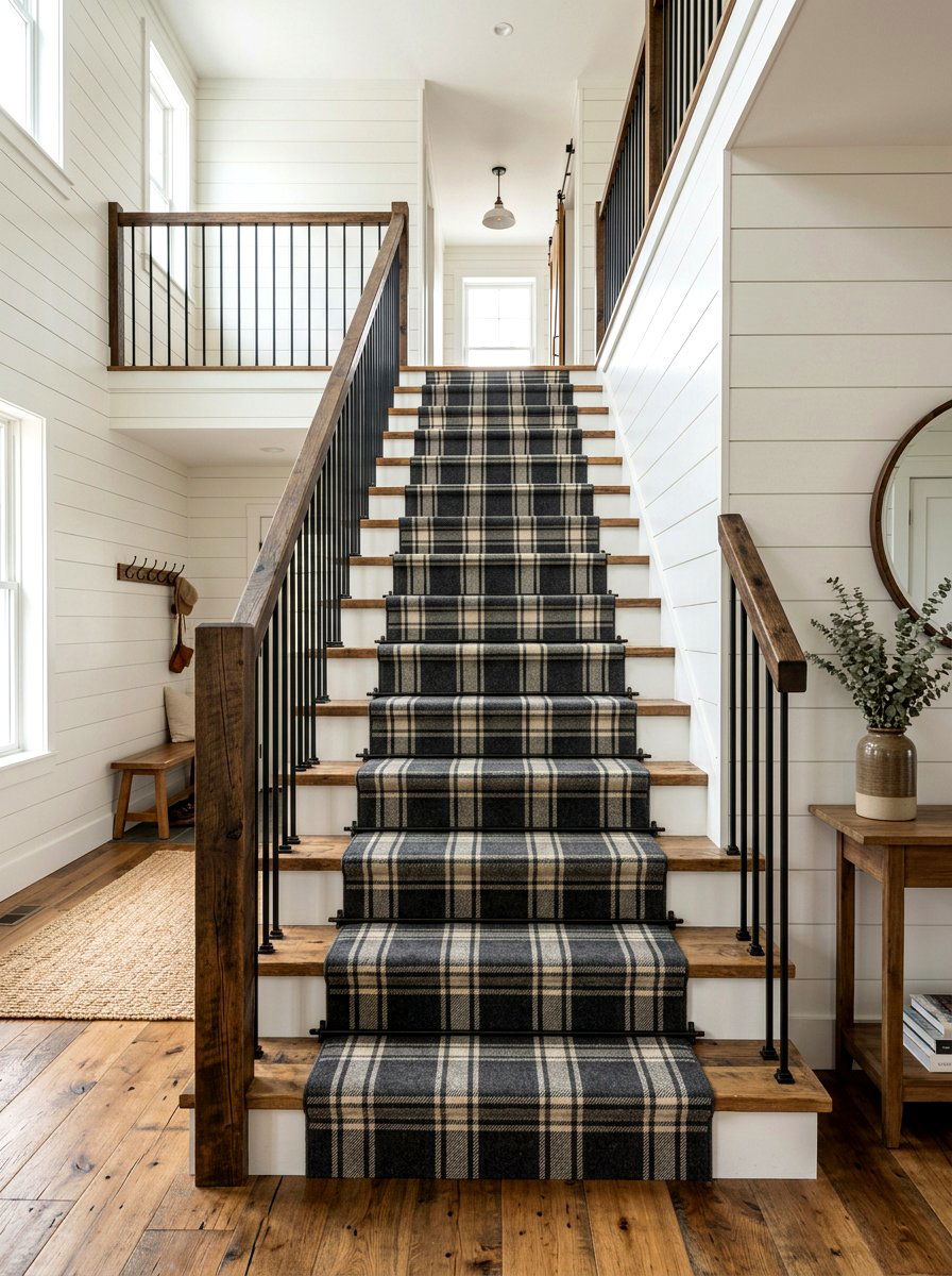 Farmhouse stair runner - 30 stair runner ideas