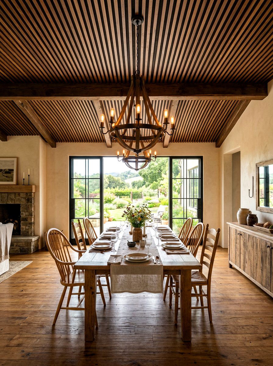 Farmhouse striped ceiling - 30 striped ceiling ideas