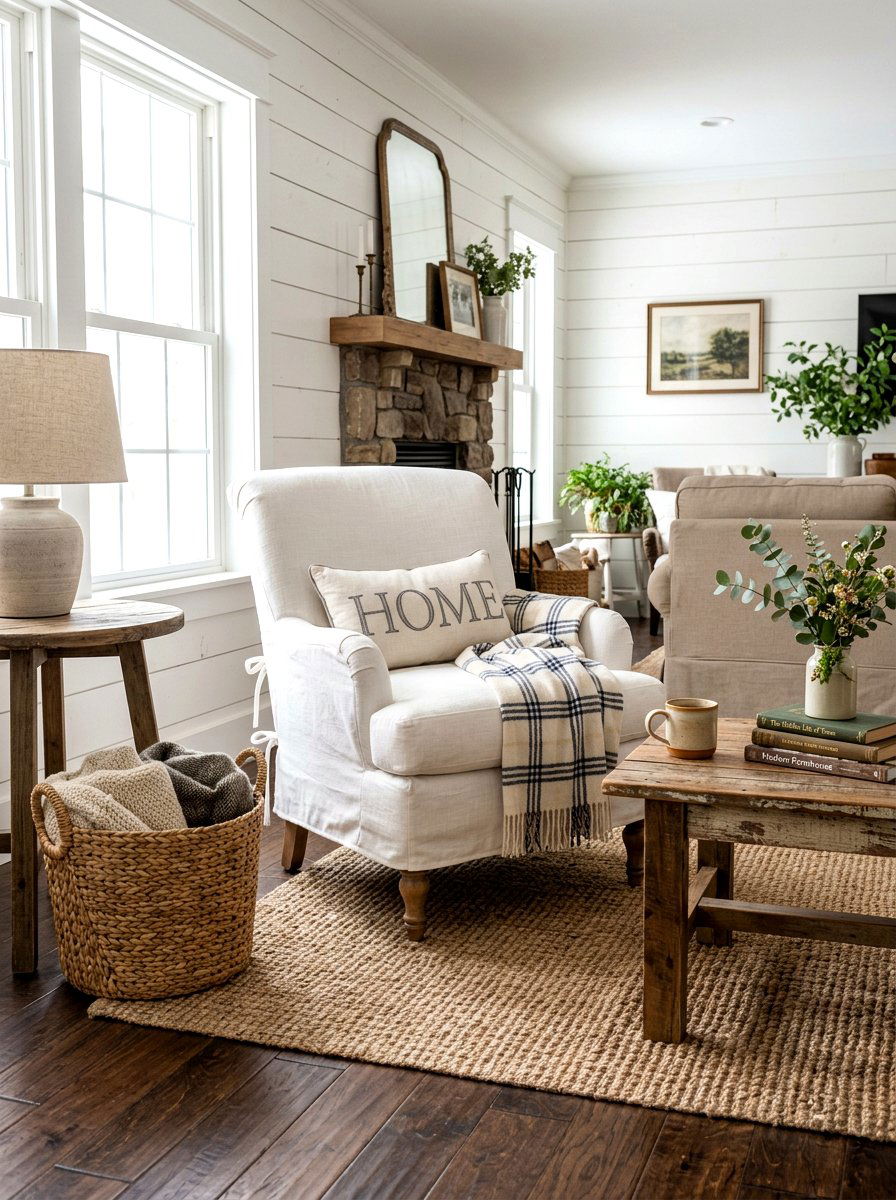 Farmhouse style armless chair - 30 armless chair living room ideas