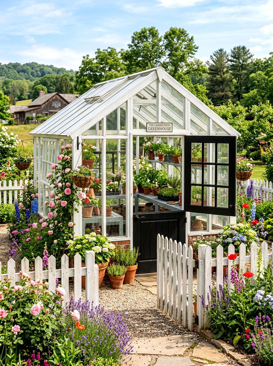 Farmhouse style greenhouse - 30 backyard greenhouse ideas