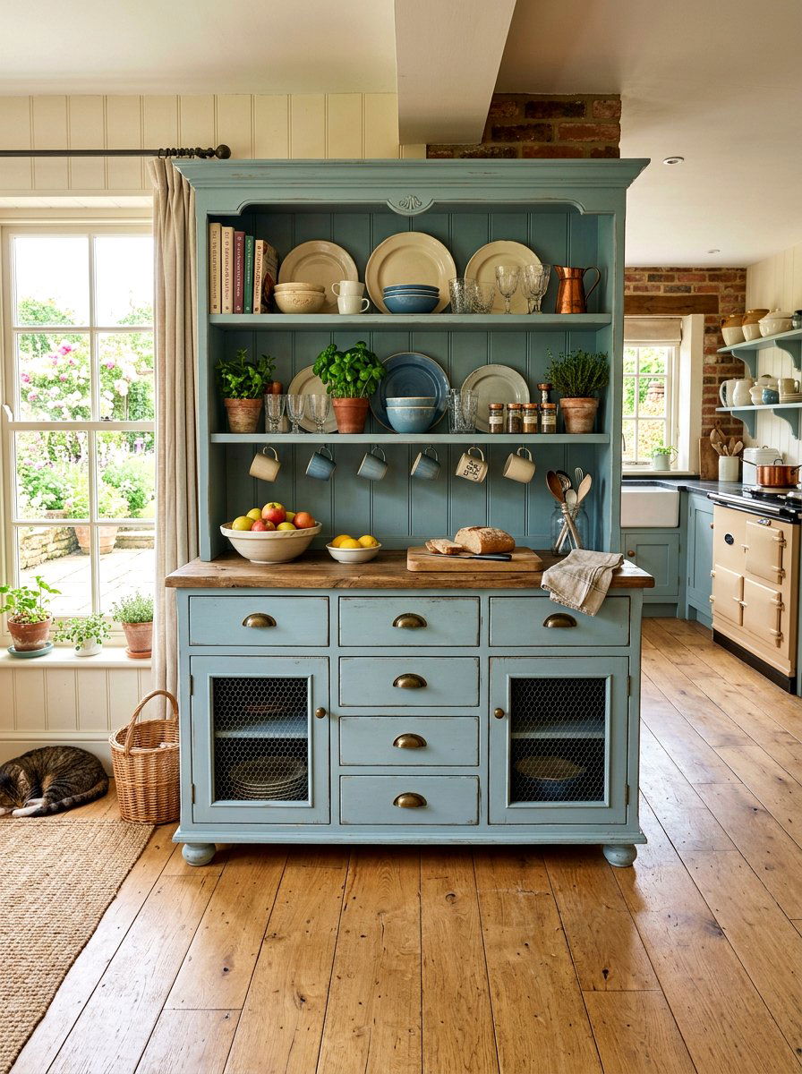 Farmhouse style kitchen dresser - 30 freestanding furniture kitchen ideas