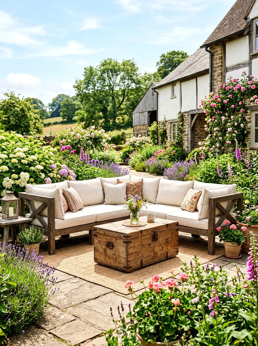 Farmhouse style patio sectional design - 30 outdoor modular sofa ideas