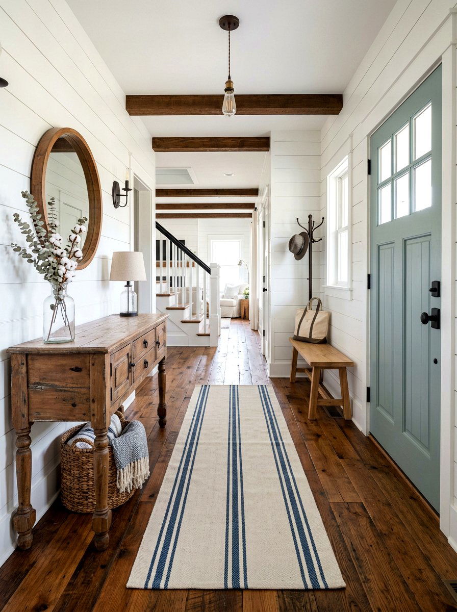 Farmhouse style runner - 30 narrow hallway runner ideas