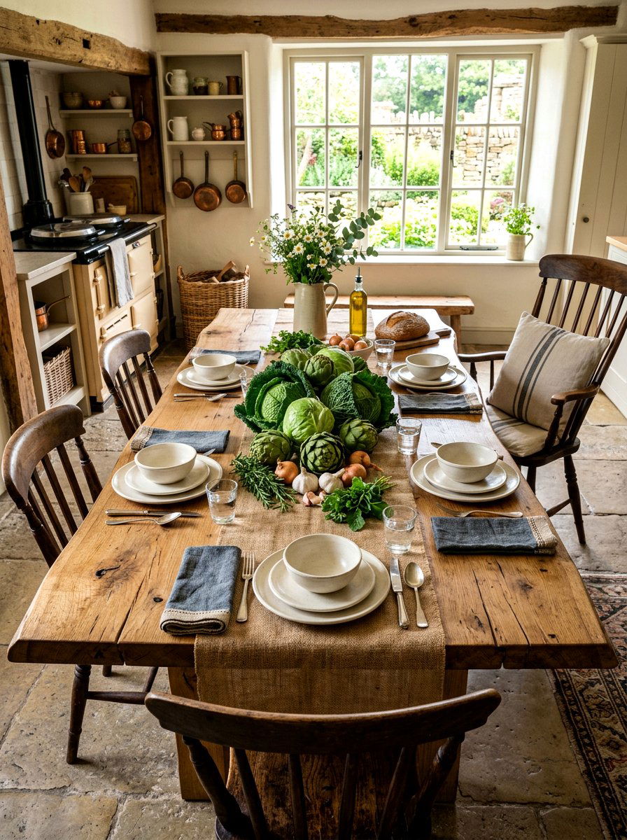 Farmhouse vegetable table - 30 cabbagecore tablescape ideas