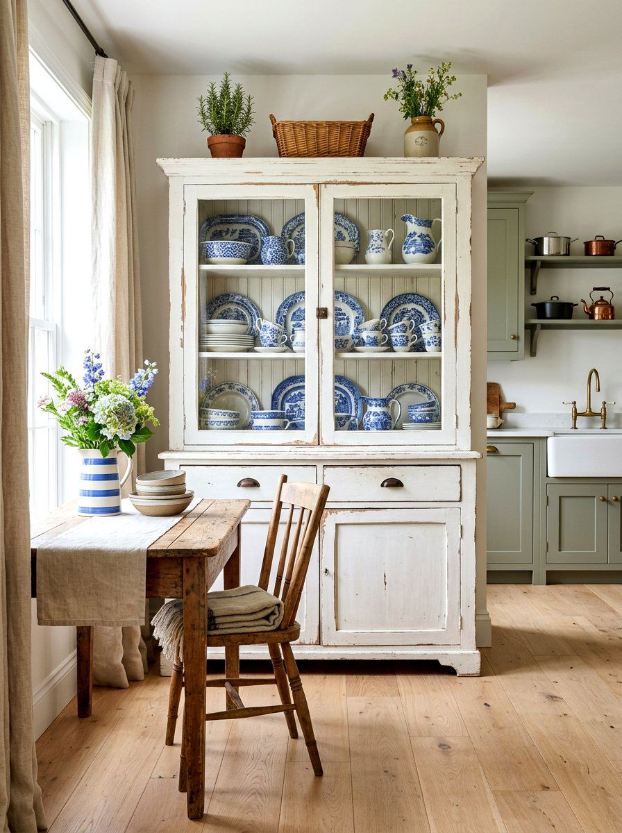 Farmhouse white china cabinet - 30 collected china cabinet ideas