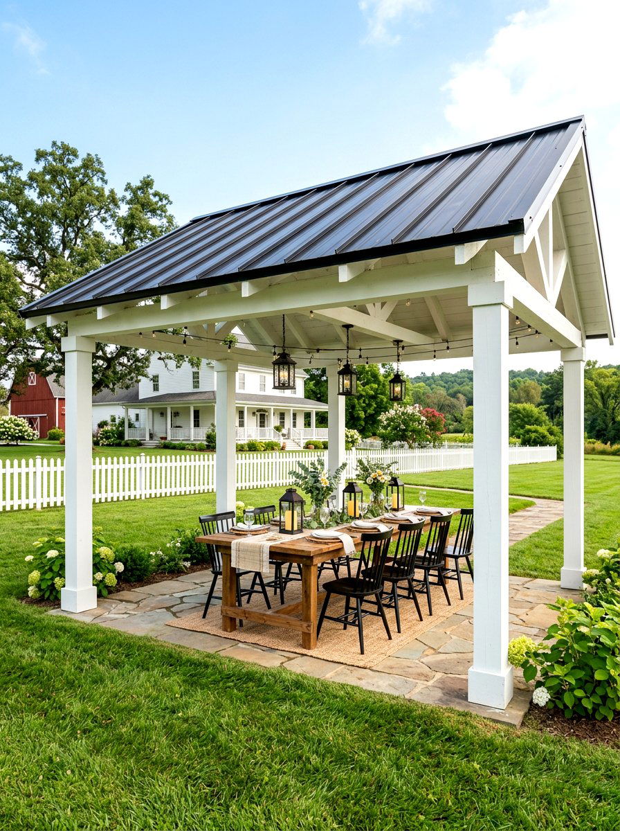 Farmhouse white pavilion - 30 open air pavilion ideas