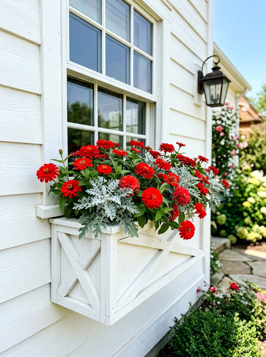 Farmhouse window box - 30 window flower box ideas