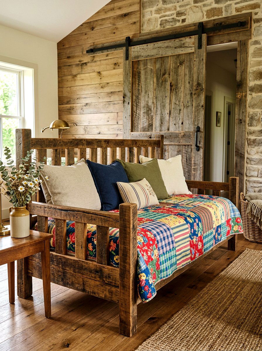 Farmhouse wood daybed - 30 daybed room ideas