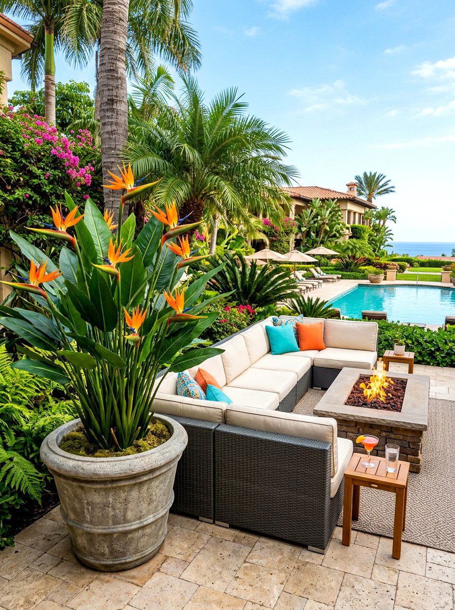 Faux Bird Of Paradise Patio - 30 faux plant decor ideas
