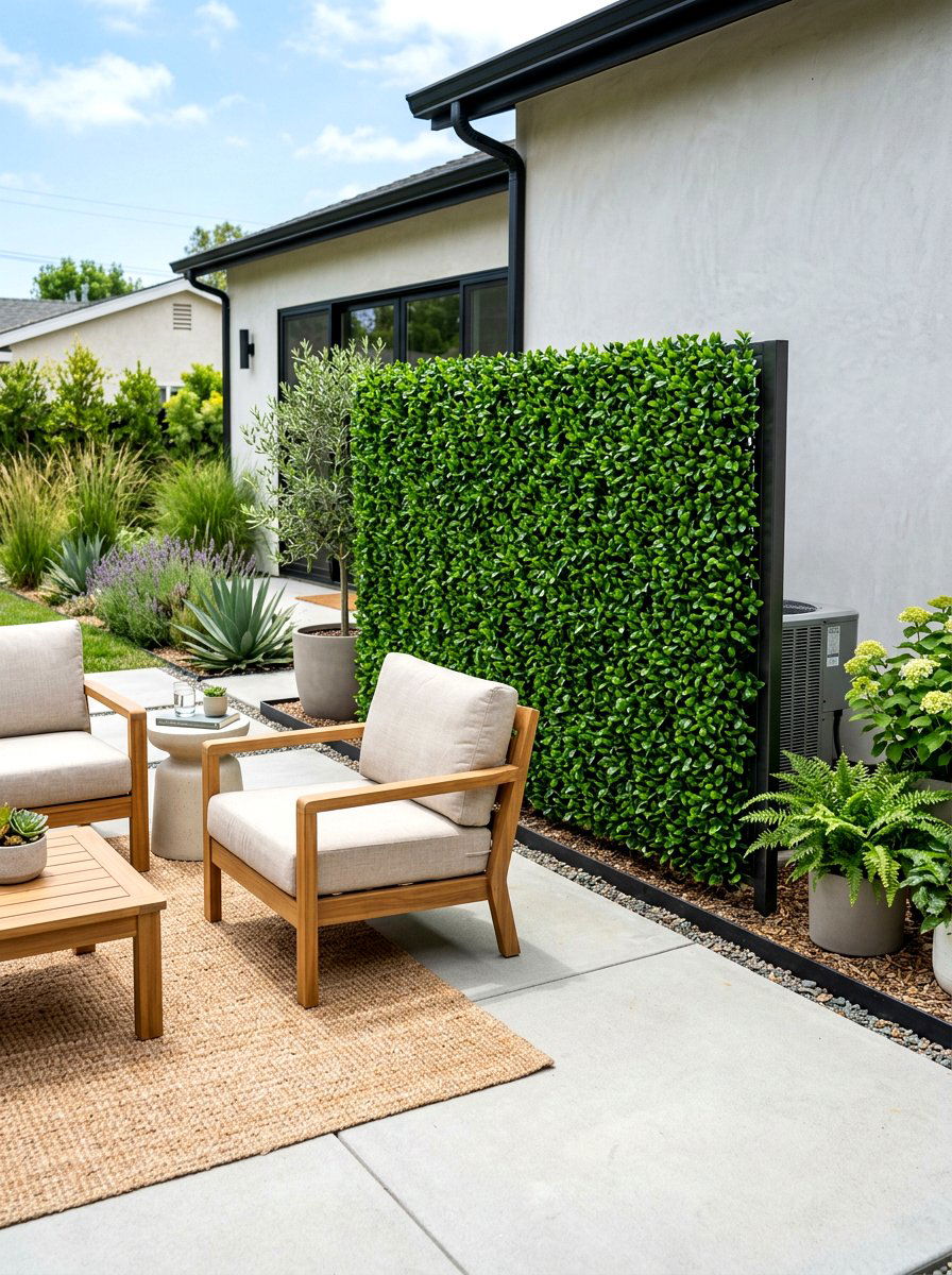Faux Boxwood AC Hedge - 30 AC screen privacy ideas