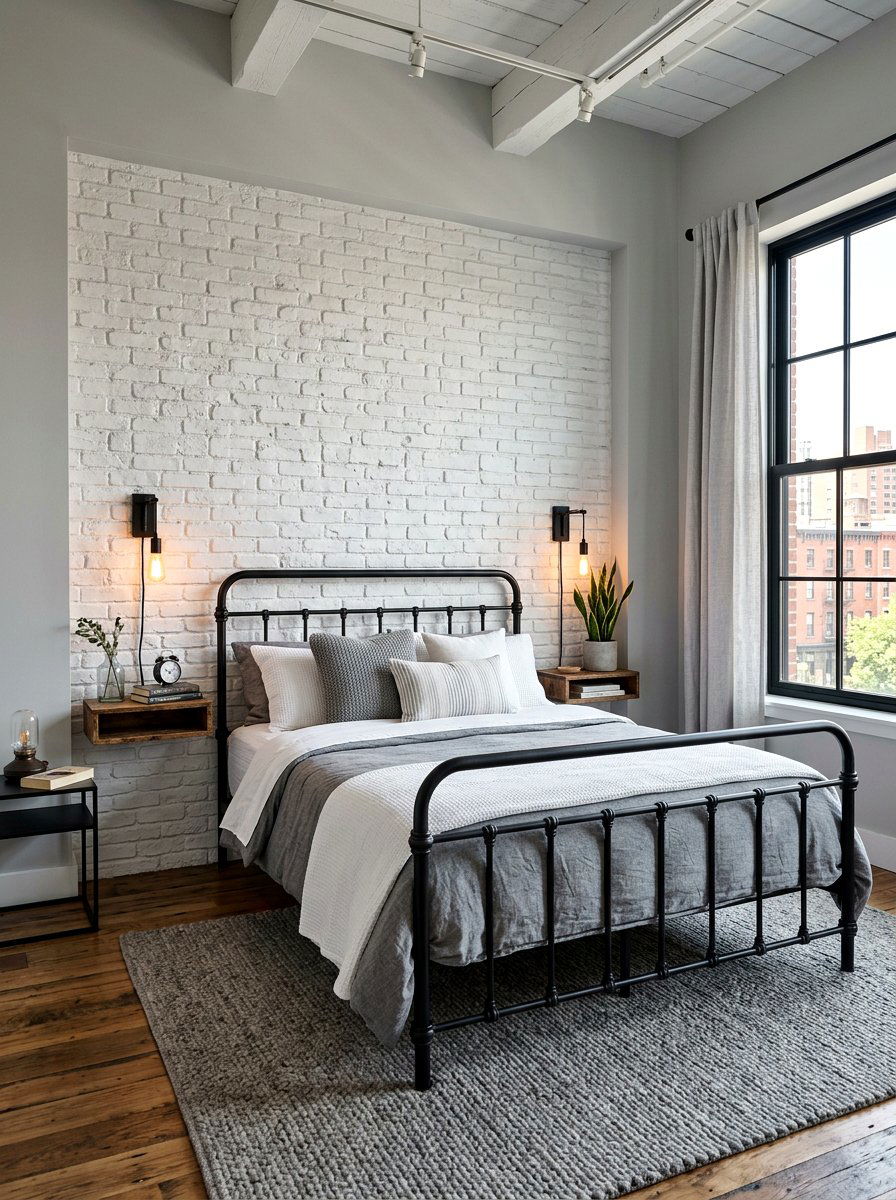Faux Brick Panel Bedroom - 30 renter friendly bedroom ideas