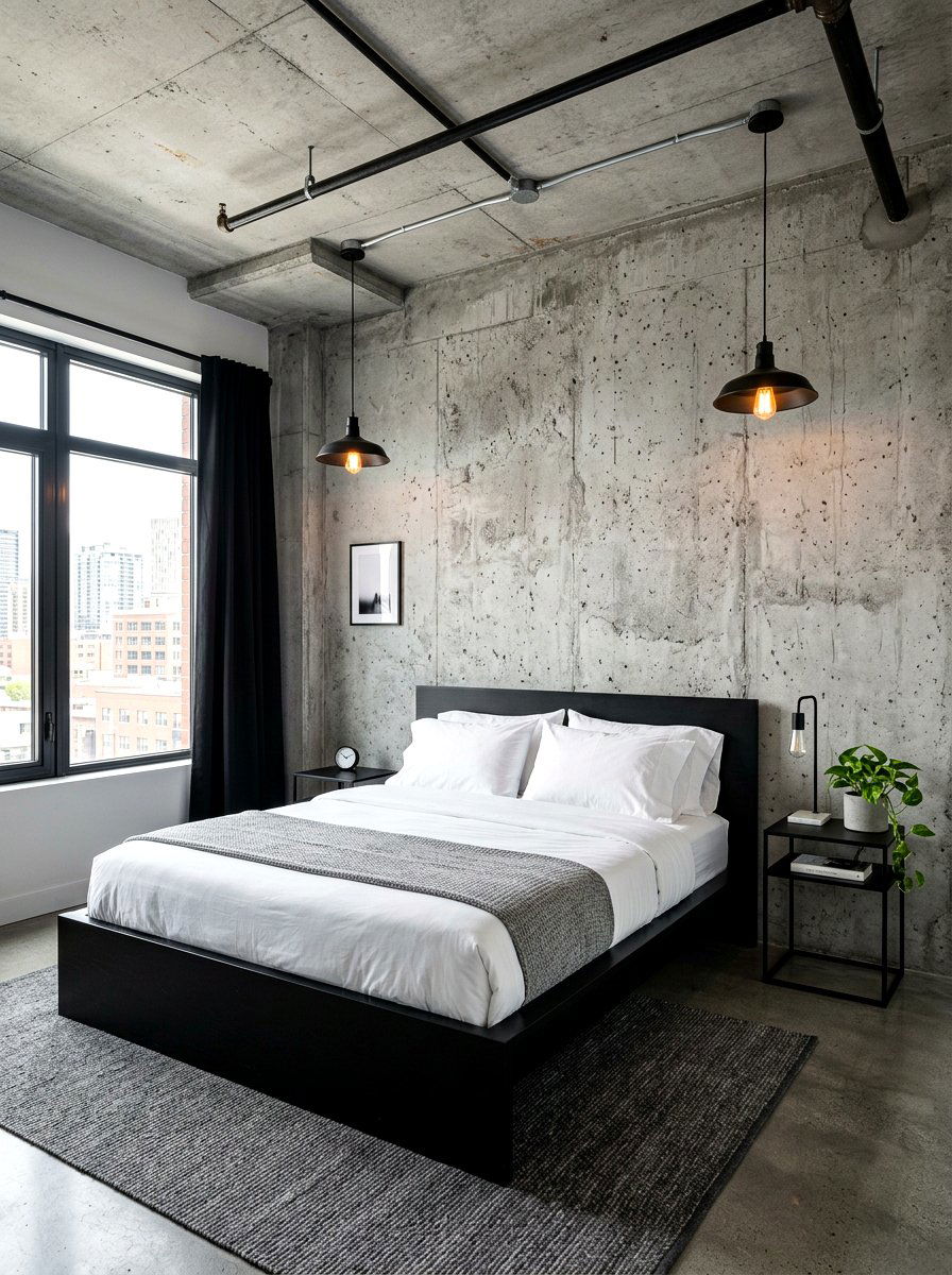 Faux Concrete Wall Texture - 30 minimalist teen room ideas