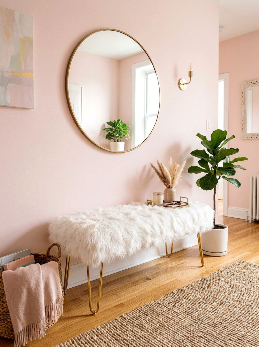 Faux Fur Bench - 30 apartment entry bench ideas