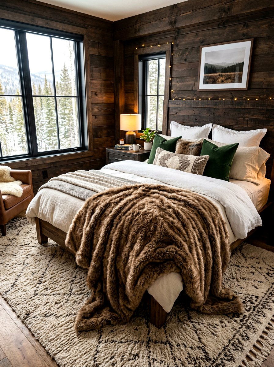 Faux Fur Brown Blanket - 30 all brown bedroom ideas