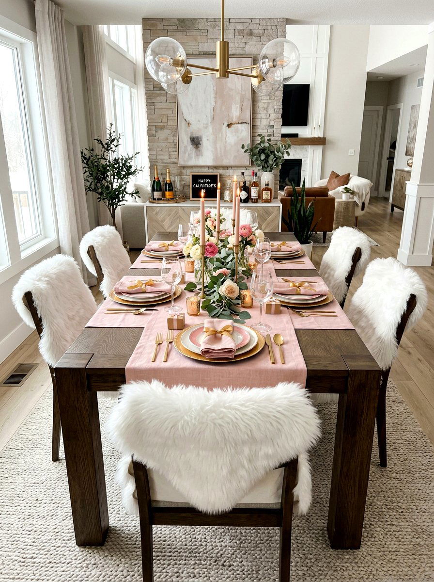 Faux Fur Chair Covers Table Decor - 30 Galentine table decor ideas