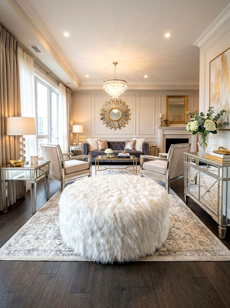 Faux Fur Oversized Ottoman - 30 oversized ottoman living room ideas