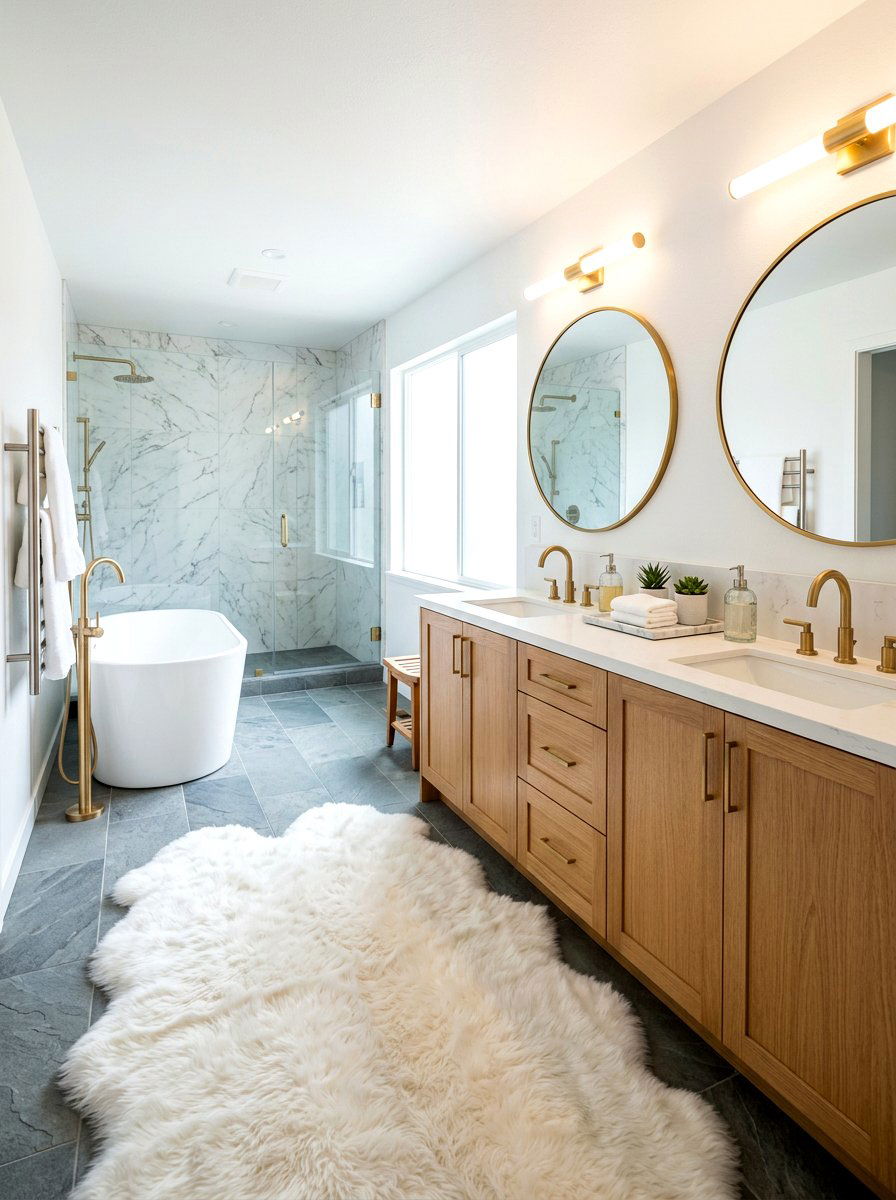 Faux Fur Rug - 30 winter bathroom styling ideas