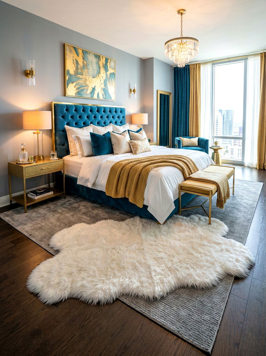 Faux Fur Rug On Bedroom Rug - 30 layered rug ideas