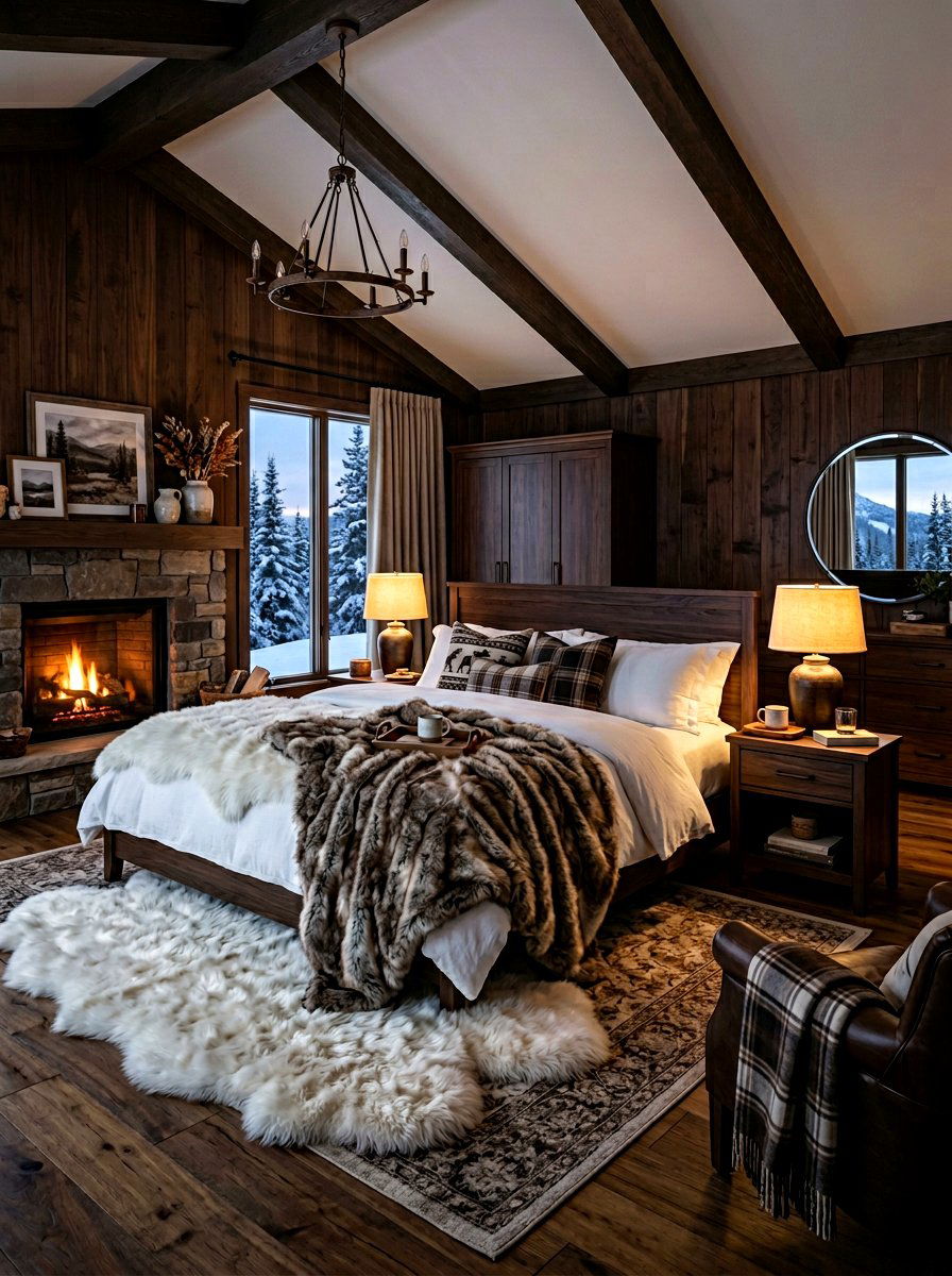 Faux Fur Throw Blanket - 30 rustic bedroom ideas