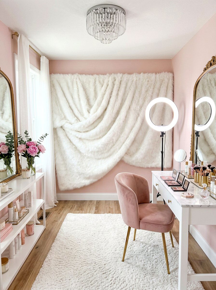 Faux Fur Throw - 30 home studio backdrop ideas