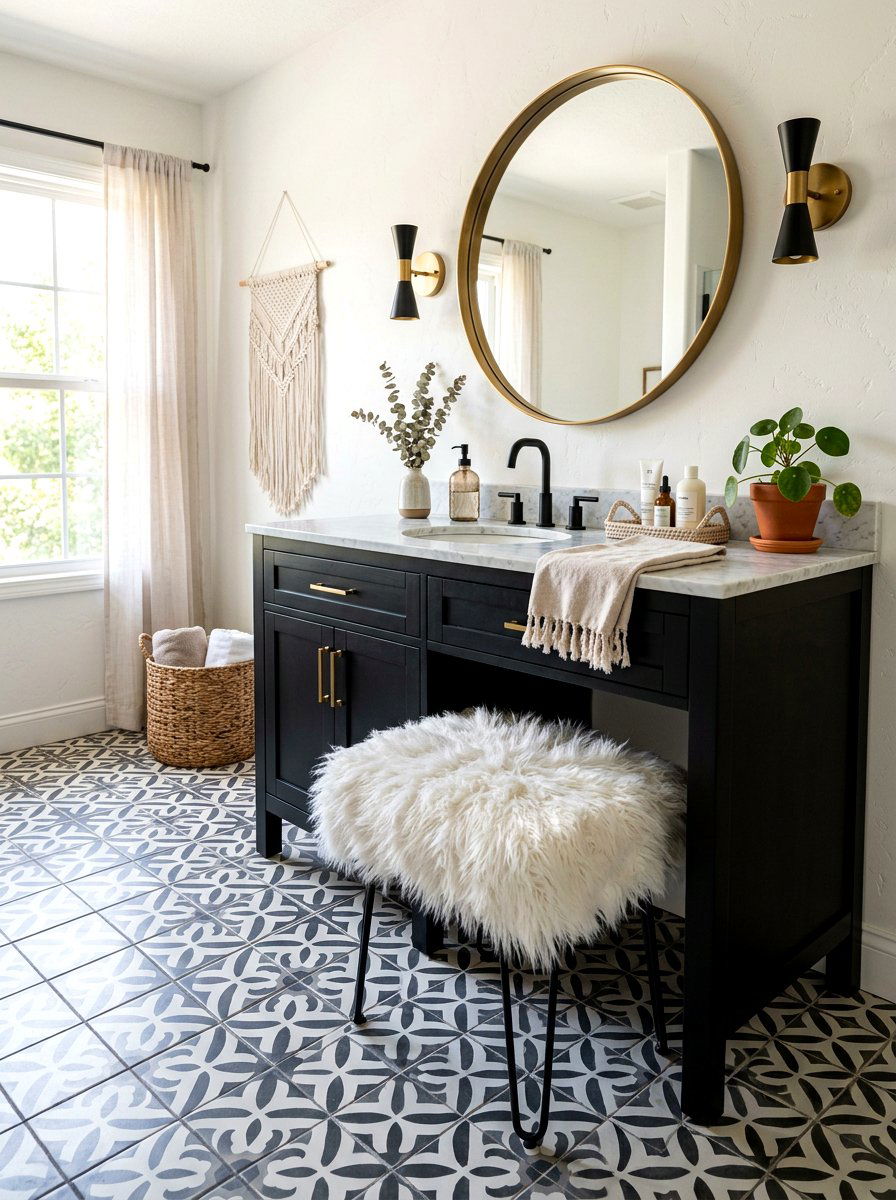 Faux Fur Vanity Stool - 30 vanity stool bathroom ideas