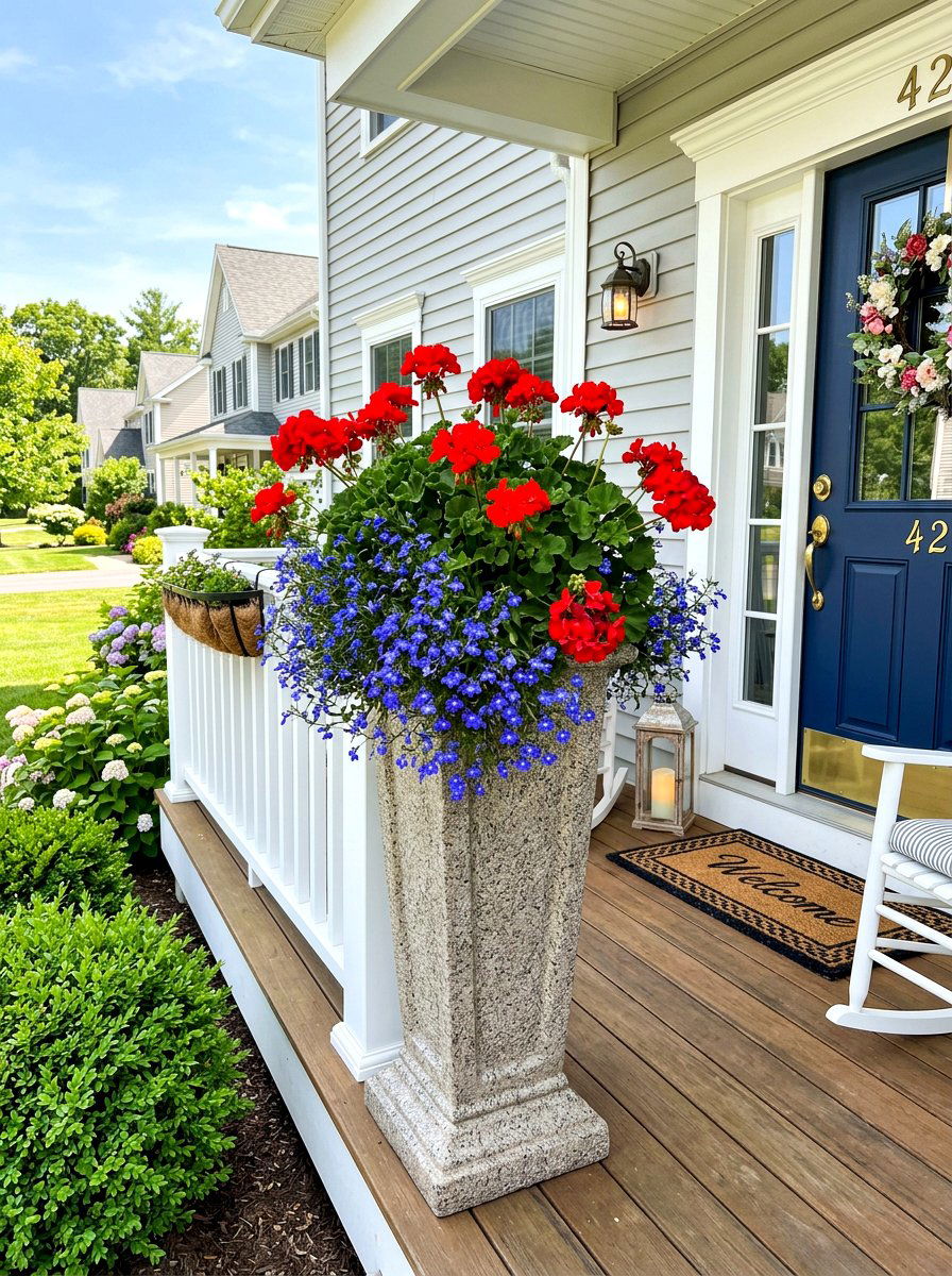 Faux Granite Tall Planter - 30 tall front door planter ideas