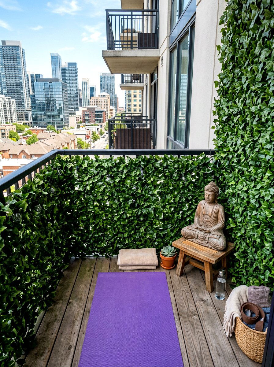 Faux Greenery Balcony Curtain Wall - 30 balcony privacy curtain ideas