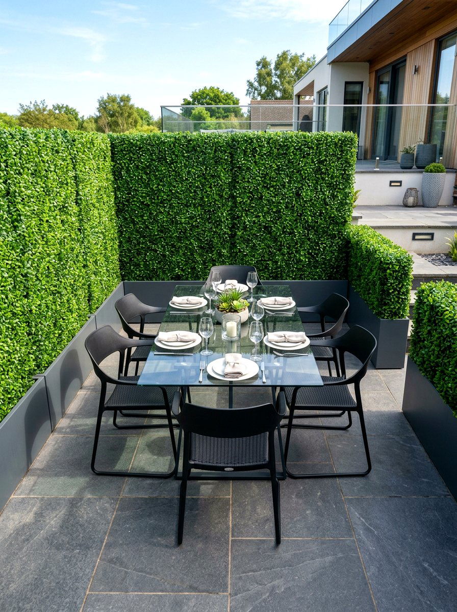 Faux Greenery Hedge - 30 private patio screen ideas