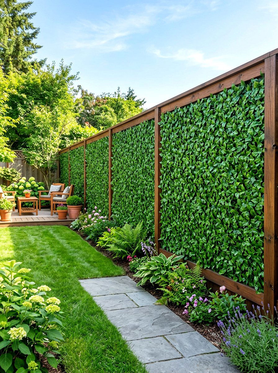 Faux Ivy Privacy Fence - 30 vertical garden privacy wall ideas
