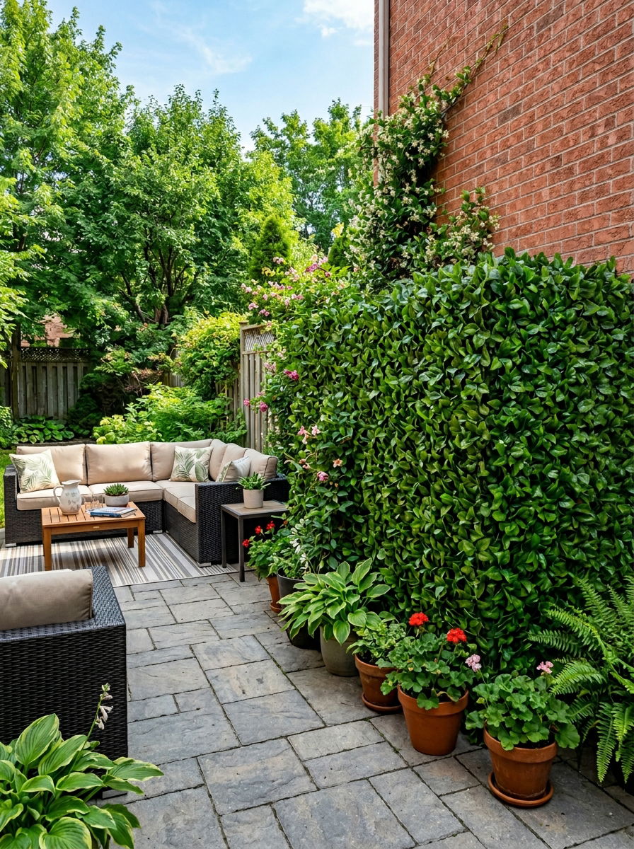 Faux Ivy Privacy Hedge - 30 utility area screen ideas
