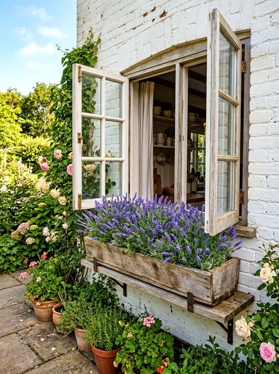 Faux Lavender Window Box - 30 faux plant decor ideas