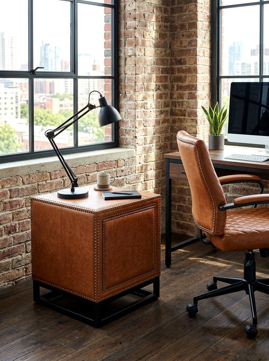 Faux Leather Side Table - 30 fabric covered side table ideas
