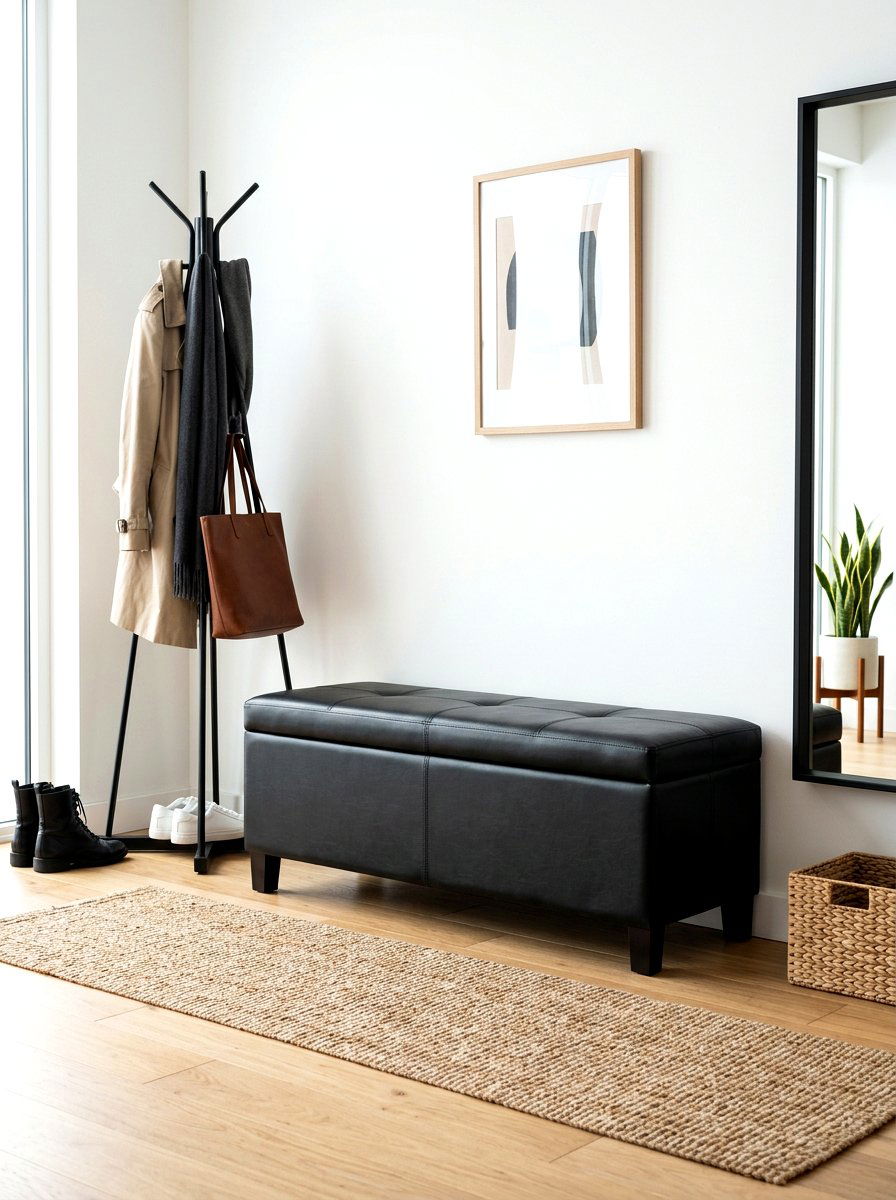 Faux Leather Storage Bench - 30 hidden ottoman storage ideas