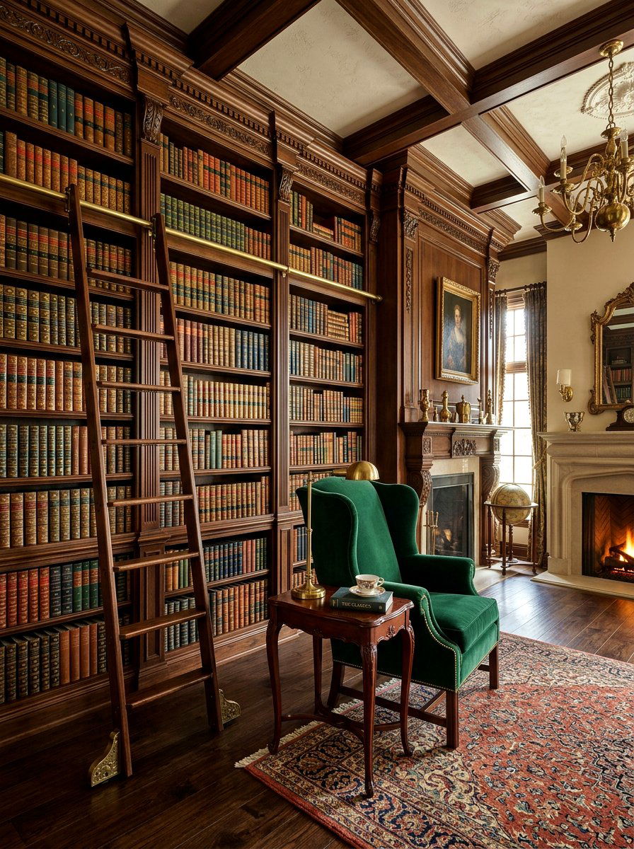 Faux Library Wall - 30 renter friendly old money decor ideas