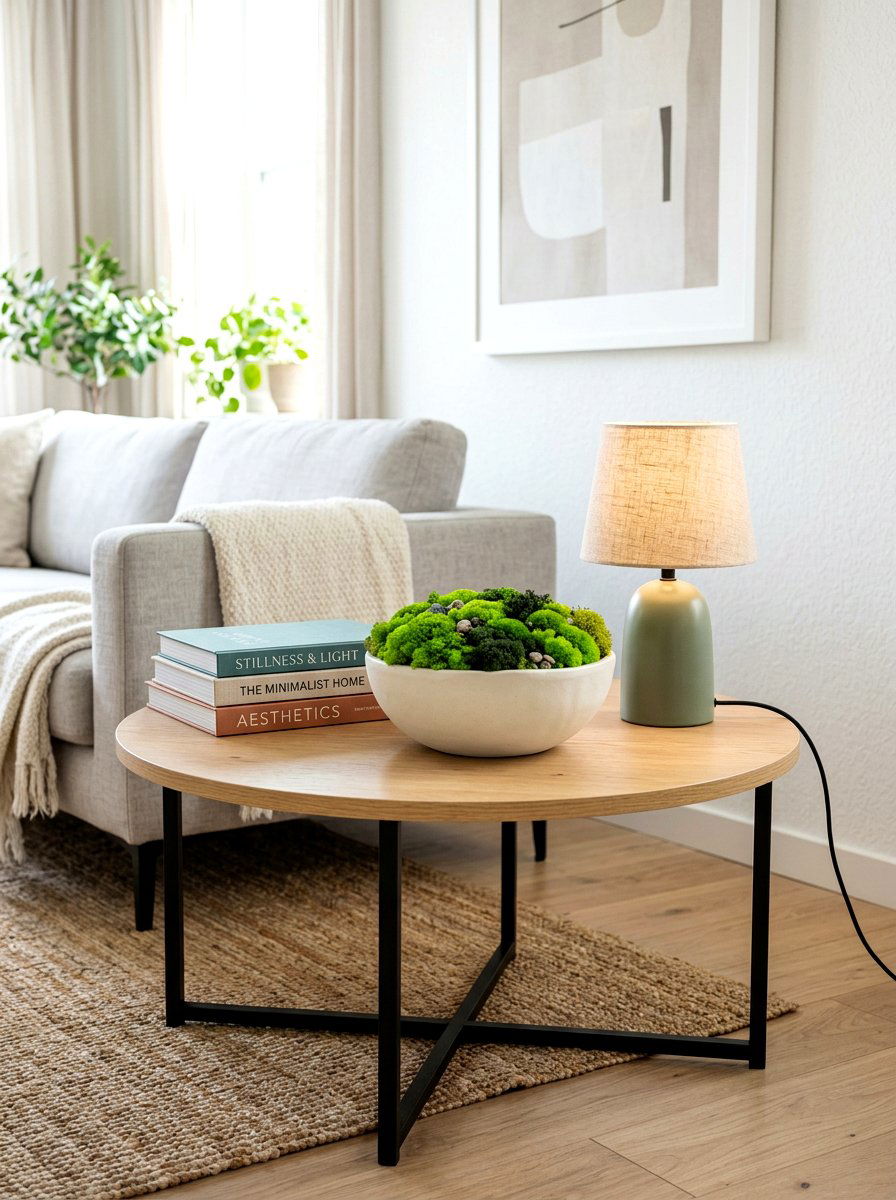 Faux Moss Bowl Side Table - 30 faux plant decor ideas