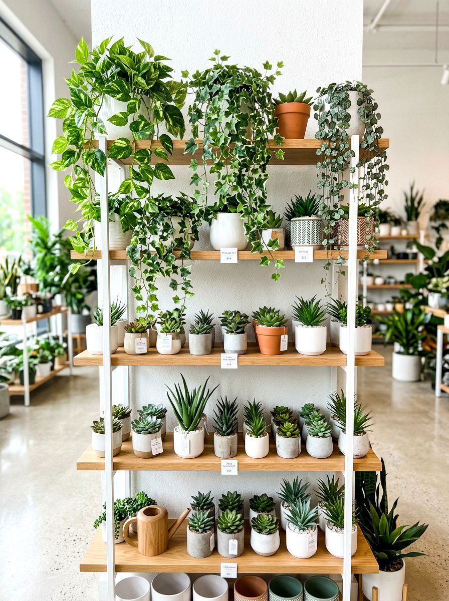 Faux Plant Shelf - 30 nursery shelf styling ideas